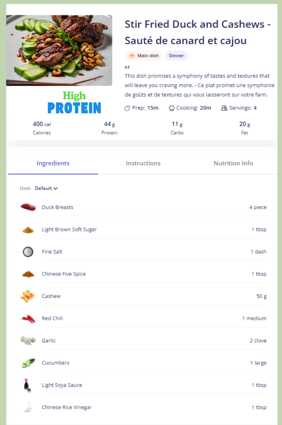 Livre de recettes de repas